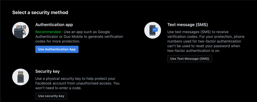 Set-up two-factor authentication on Facebook